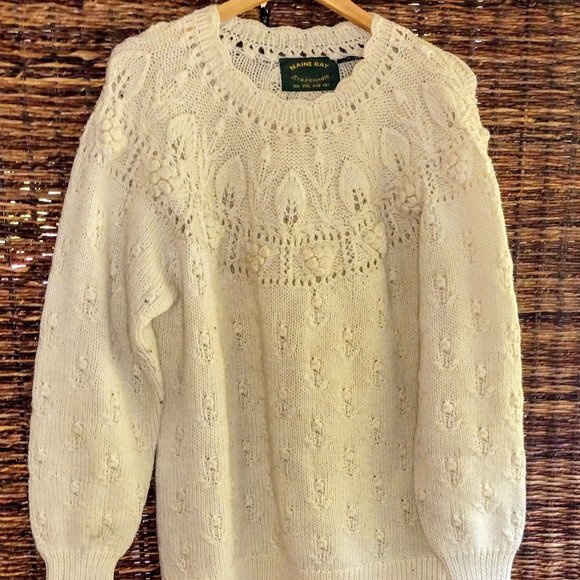 Maine Bay 100% wool sweater Fisherman Cable stitch sweater EUC - Picture 1 of 5